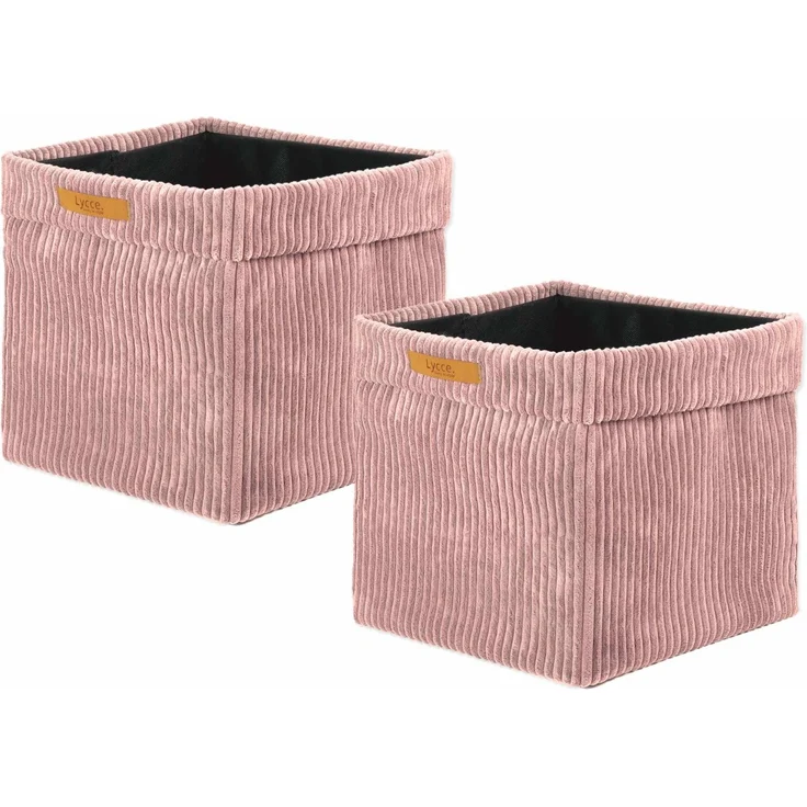 Lycce faltbare Aufbewahrungsbox, 2er Set - Cord, passend für Kallax Regal, abnehmbarer Bezug, robust, formstabil Puderrosa 31x33x33cm – Bild 1