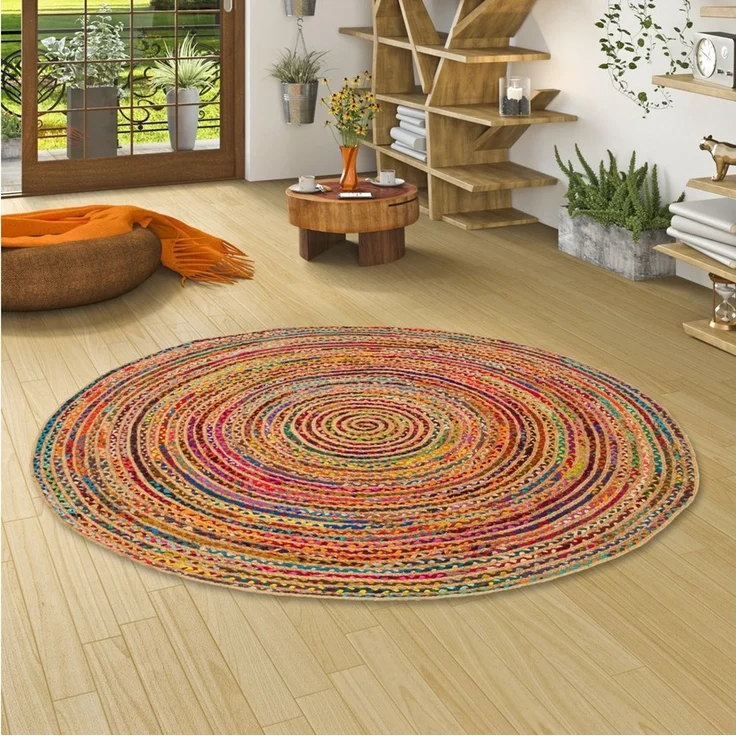 Pergamon Sisalteppich Teppich Jute Baumwolle Salsa Bunt, Rund, Höhe: 8 mm – Bild 2