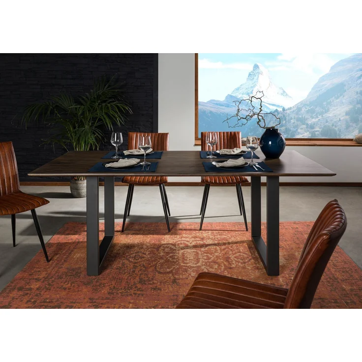 Esstisch Akazie 200x100 grau lackiert / U-Beine anth. matt SWISS EDGE – Bild 3