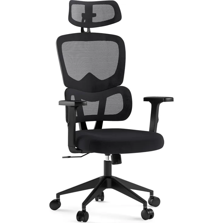 SENSE7 VENO Ergonomischer Bürostuhl – Atmungsaktive Netzlehne, Verstellbare Kopfstütze & Armlehnen, Leise Gummirollen, Modernes Design, Komfort für 190 cm & 120 kg Nutzer