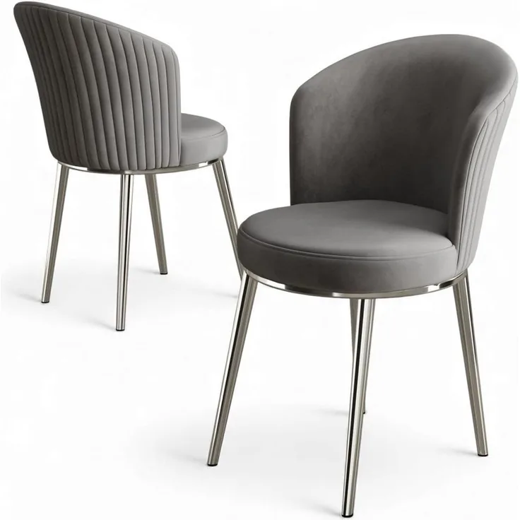 Skye Decor 'Risa - Grey, Chrome' Stuhlset (6-teilig), Grau / Chrom, 45 x 87 x 41 cm