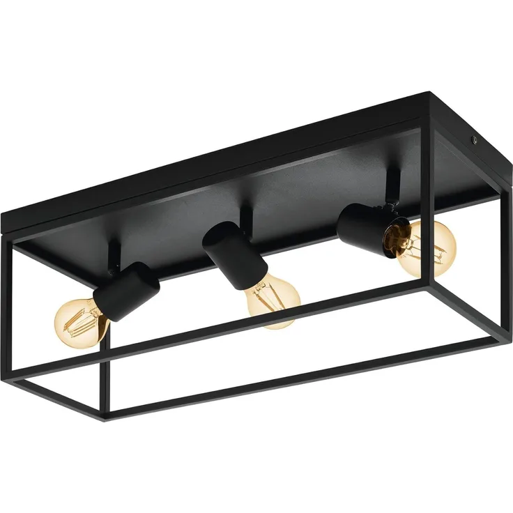 Eglo 98333 Deckenleuchte SILENTINA E27 3X40W Stahl schwarz L:54cm B:18cm H:20,5cm dimmbar