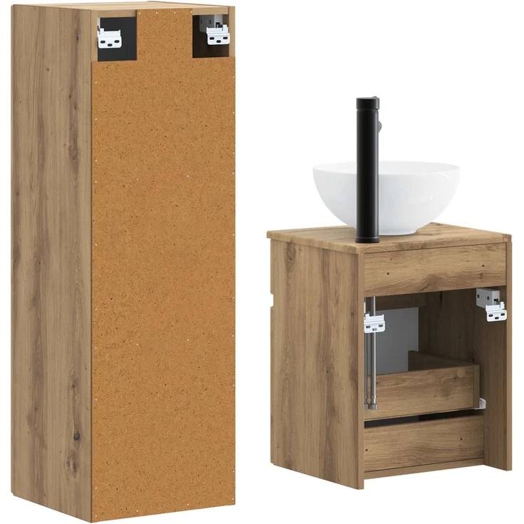 vidaXL Badezimmerschrank-Set 2 stk. Artisan-Eiche 33 x 34,5 x 100 cm 3406142 – Bild 4