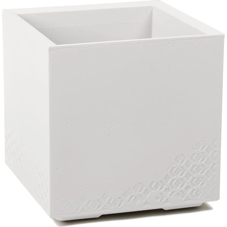 LAMELA Pflanzkübel mit Rollen 40 cm, 36L – Blumentopf aus Kunststoff in Betonoptik – Übertopf mit Wasserablauf – Modern für Innen & Außen - Wetterfest & Pflegeleicht, Creme – Bild 1
