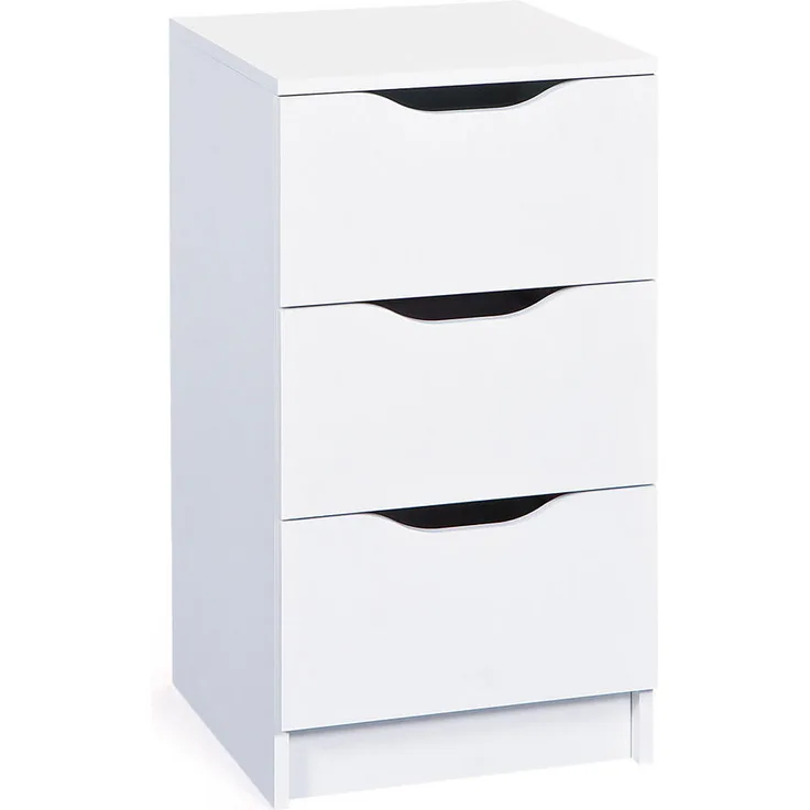 MID.YOU Nachtschrank Interlink West, Weiß, 3 Schubladen, 41x71x40 cm, robust und vielseitig für Schlafzimmer