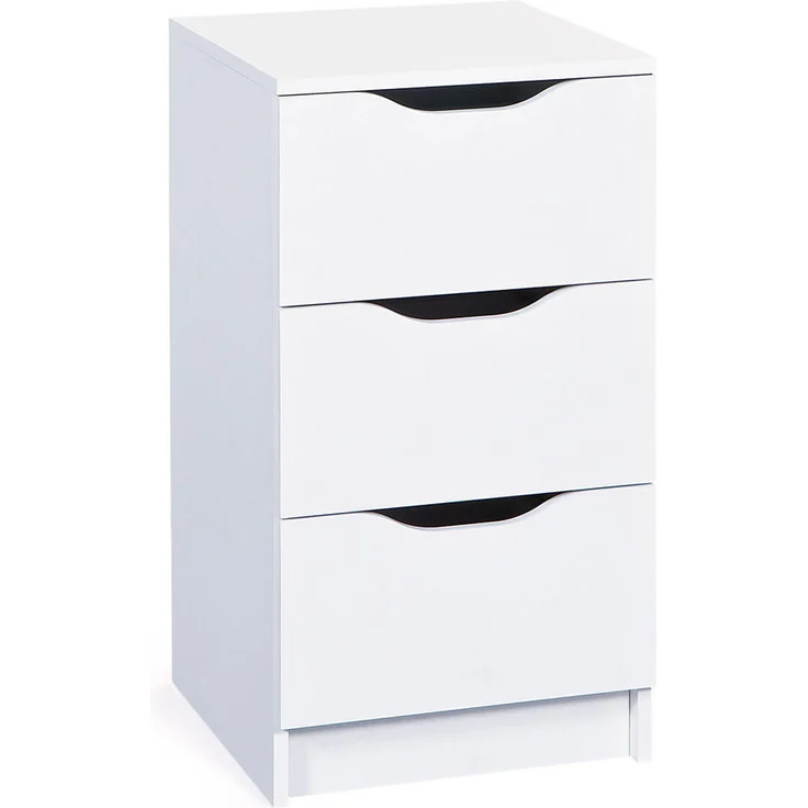 MID.YOU Nachtschrank Interlink West, Weiß, 3 Schubladen, 41x71x40 cm, robust und vielseitig für Schlafzimmer