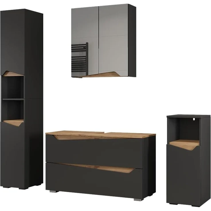 Badmöbel-Set Marelle Anthrazit/Artisan-Eiche 4-teilig Vicco – Bild 1