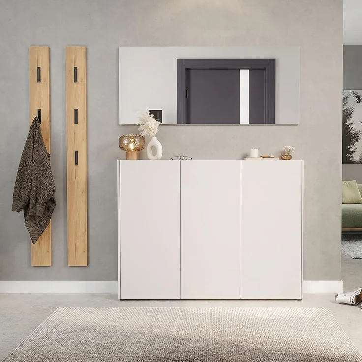 Lomadox Schuhschrank LAPUA-01 in Kaschmir und Eiche, 3-türig, ideal für schmale Flure – Bild 5