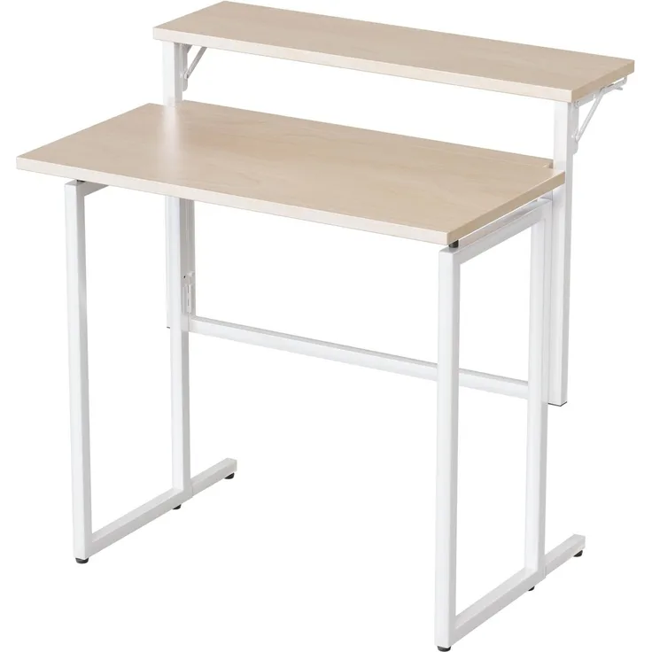 JUMMICO Schreibtisch Klappbar, 80cm Kleiner Schreibtisch mit Monitorablage, 2-stufiger Klapptisch für Home Office, Büro, Schule, Computertisch für kleine Räume (Eichenoptik)