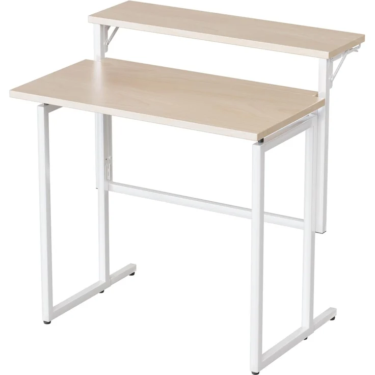 JUMMICO Schreibtisch Klappbar, 80cm Kleiner Schreibtisch mit Monitorablage, 2-stufiger Klapptisch für Home Office, Büro, Schule, Computertisch für kleine Räume (Eichenoptik)