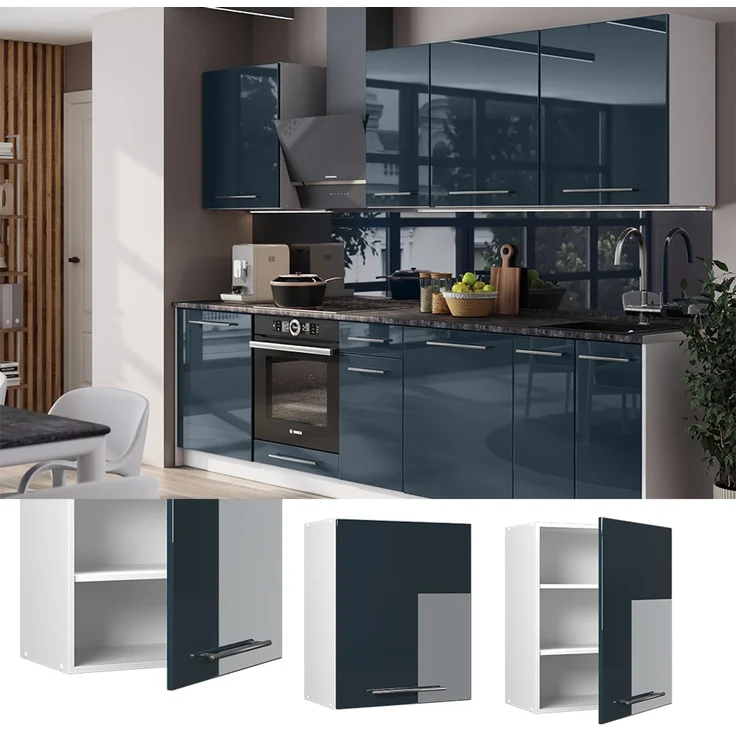 Hängeschrank Fame-Line Dunkelblau Hochglanz 60 cm Vicco – Bild 3