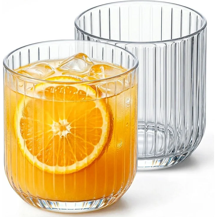 KONZEPT Gläser-Set Geriffelte 300ml, 6/12 teilig – elegante Trinkgläser für Wasser, Saft, 6-tlg, Einzigartige Form, Ideal als Geschenk, Spülmaschinengeeignet – Bild 1