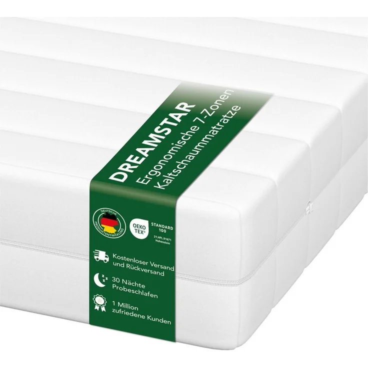 Kaltschaummatratze Easy Flex, 7-Zonen Matratze mit Duo-Härtegrad (H2/H3 & H3/H4), Dreamstar, wendbar, atmungsaktiv, ergonomisch - für jede Schlafposition – Bild 5