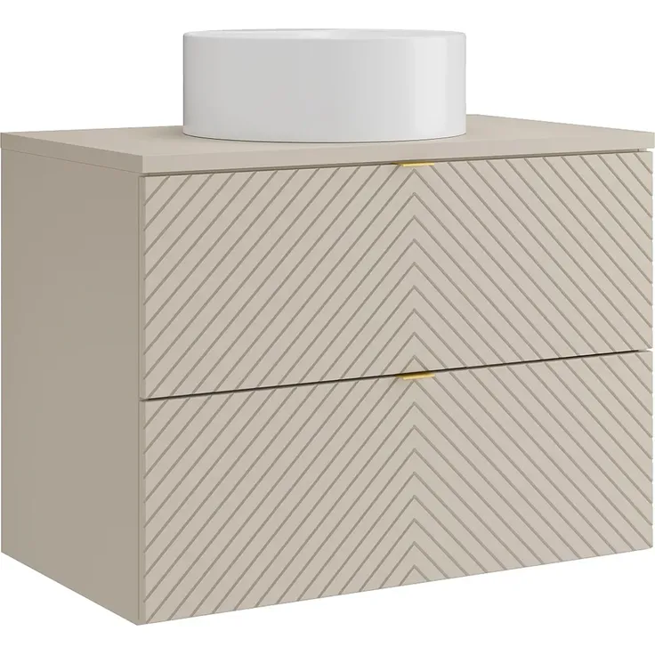 Vente-unique - DORIONI Waschbeckenmöbel Holz, Platte Beige - B 46,5 cm x H 61,6 cm x L 80 cm – Bild 3