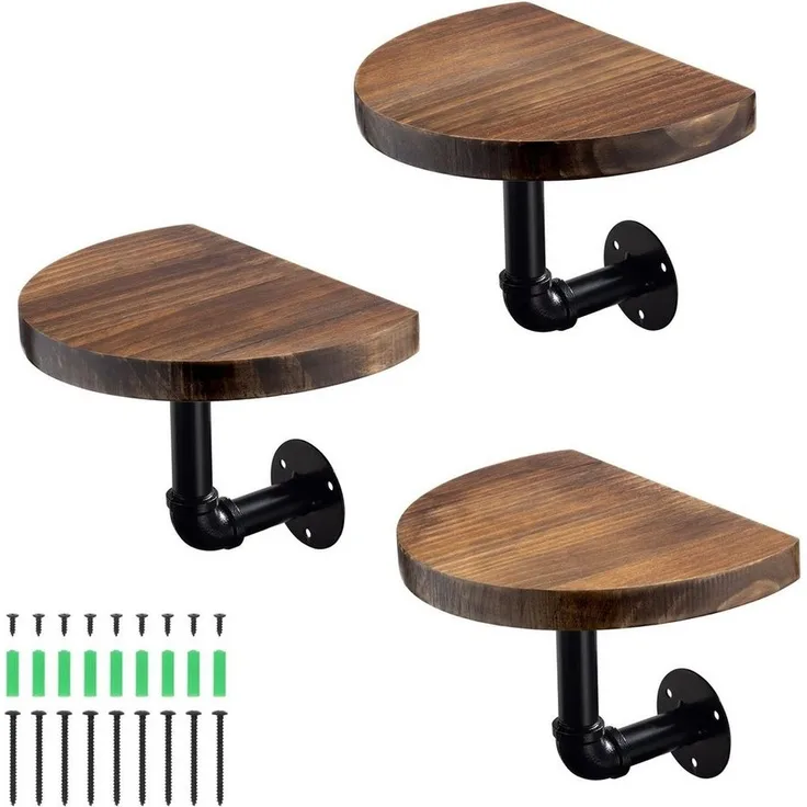 Navaris Wandregal Wandregal aus Holz und Metall - 3er Set Schweberegal Hängeregal, 1-tlg.