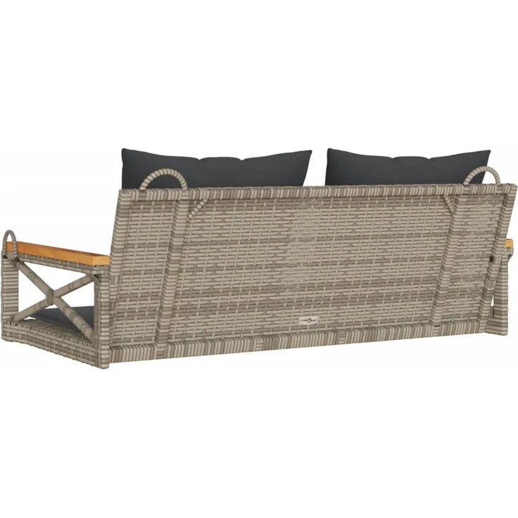 vidaXL Hängebank mit Kissen Grau 109x62x40 cm Poly Rattan 368156 – Bild 6