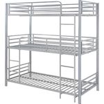Vente-unique - Etagenbett - 3 Personen - 3 x 90 x 190 cm - Metall - Silberfarben - ELOUAN III