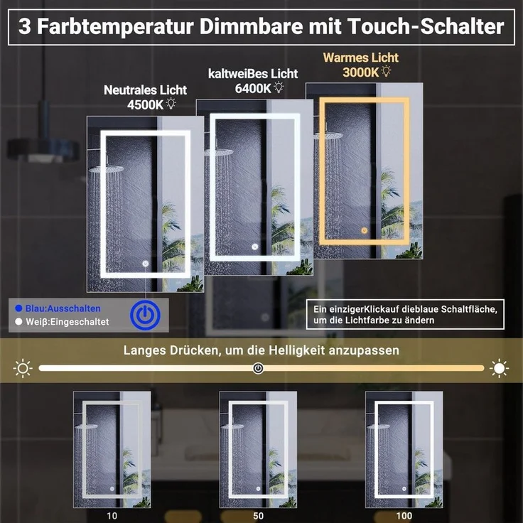 FUROKOY Badezimmerspiegelschrank Spiegelschrank Hängeschrank (Set, 1-St, Weißer Badezimmerschrank mit Spiegel) Wandschrank mit 1 Türen, 70 x 50 x 15 cm, Weiß – Bild 2