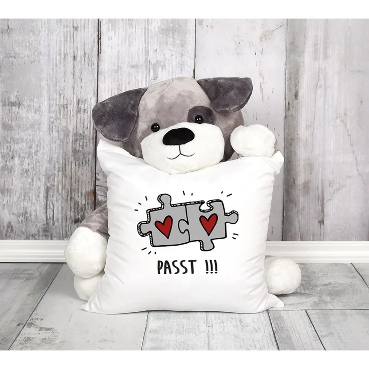 MoonWorks Dekokissen Kissenbezug Passt!!! 2 Puzzleteile Geschenk Liebe Beziehung Jahrestag Valentinstagsgeschenk Weihnachtsgeschenk Moonworks® – Bild 6