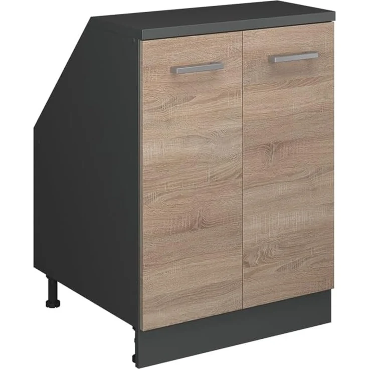 Küchenschrank für Dachschrägen R-Line Sonoma 60 cm mit 2 Türen, Schrankkorpus 60 cm Tiefe Vicco