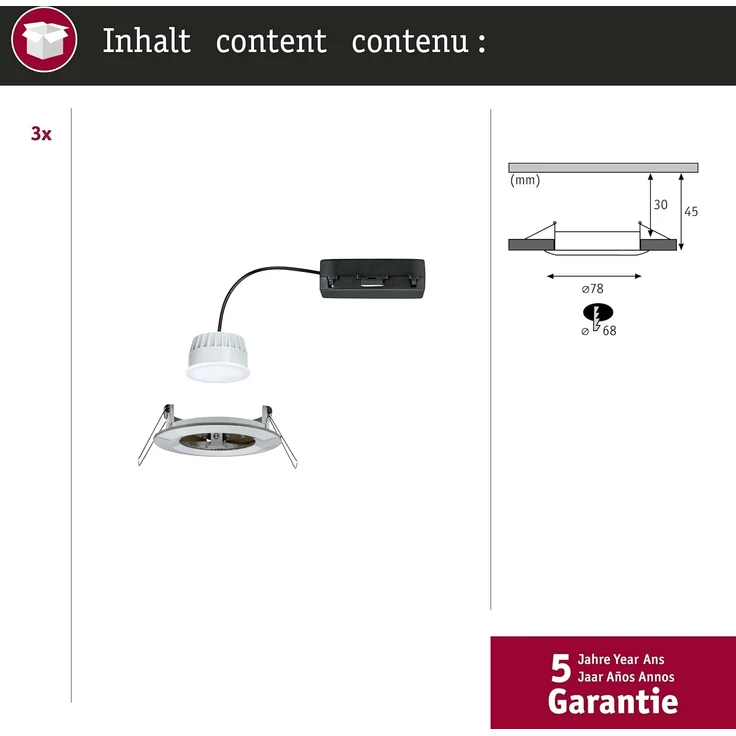 Paulmann 92443 LED Einbauleuchte Nova Coin 3er-Set Zigbee Tunable White Eisen gebürstet IP44 – Bild 4