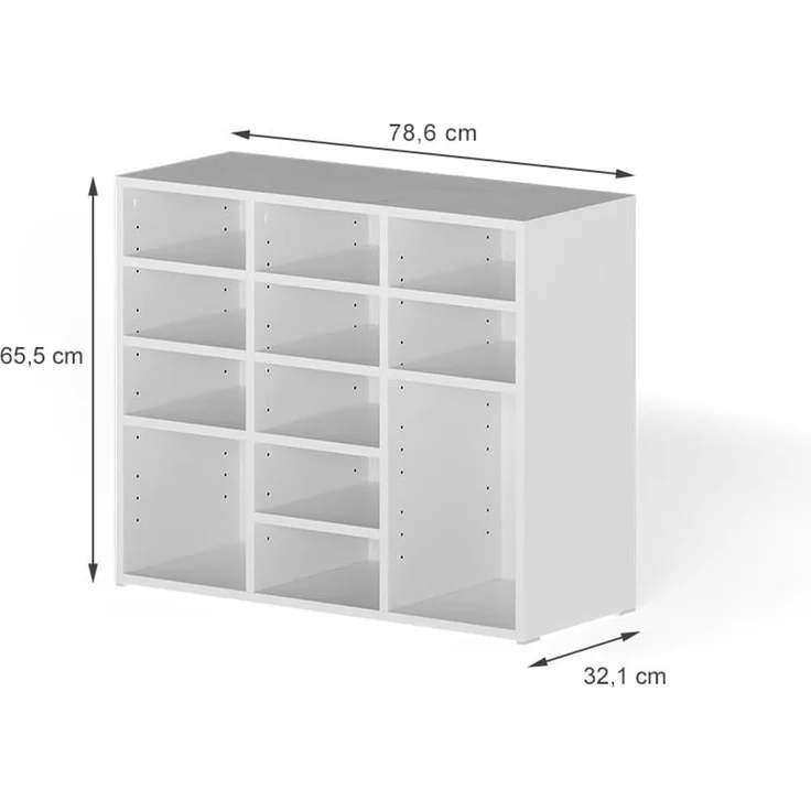 Schuhschrank Lysander Weiß 78.6 x 65.5 cm mit 12 offenen Fächern Vicco – Bild 2
