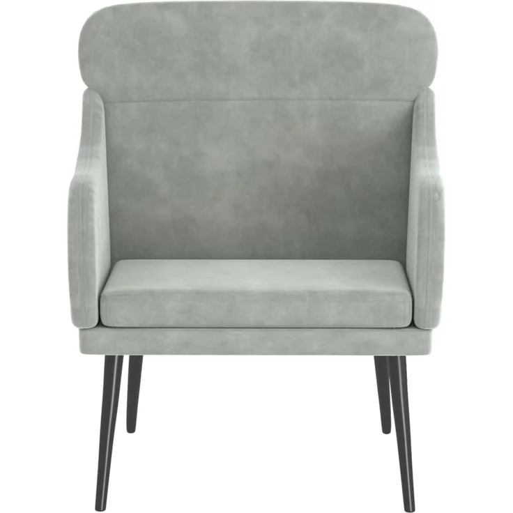 Sessel wohnzimmer, Relaxsessel Hellgrau 63x76x80 cm Samt – Bild 3