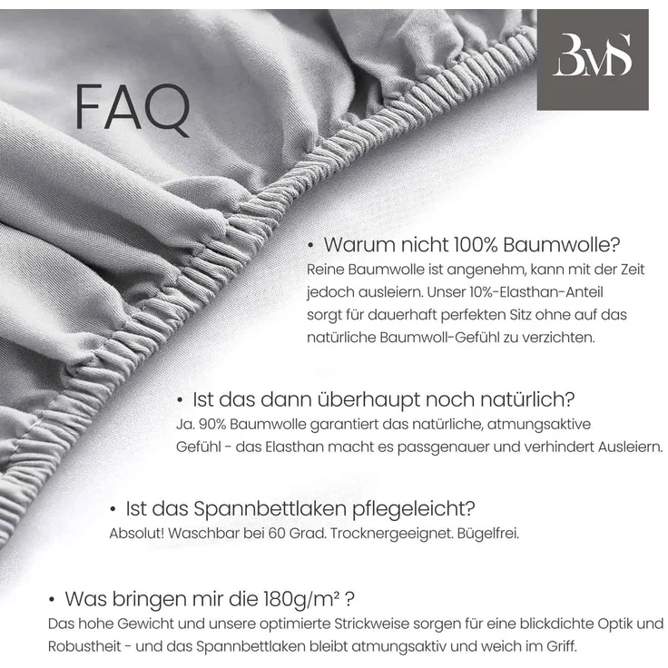 Jersey Spannbettlaken grau 120x200 cm Höhe bis 35cm – Bild 4