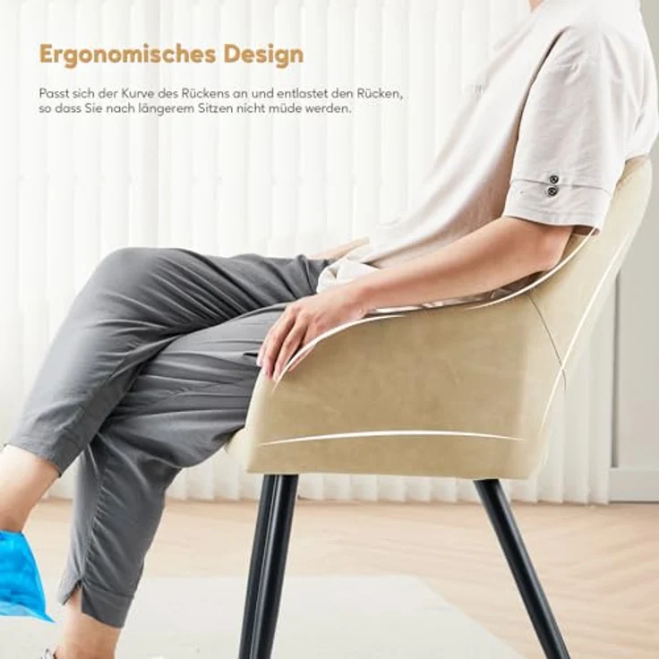 TUKAILAI Esszimmerstühle 2er Set aus Kunstleder, Küchenstuhl Polsterstuhl mit Offener Rückenlehne,Armlehnen,Gepolstertem Sitz, Metallbeinen, Stühle für Wohnzimmer,Esszimmer,Küche – Bild 10