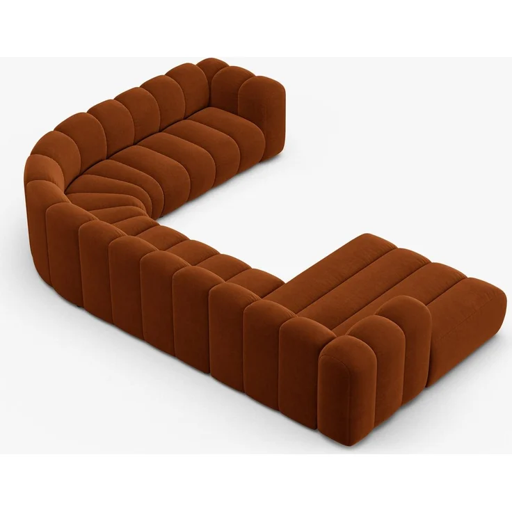 Micadoni Modulares Panorama Ecksofa Lupine 6-Sitzer Samt Salvador Terrakotta Rechts – Bild 7
