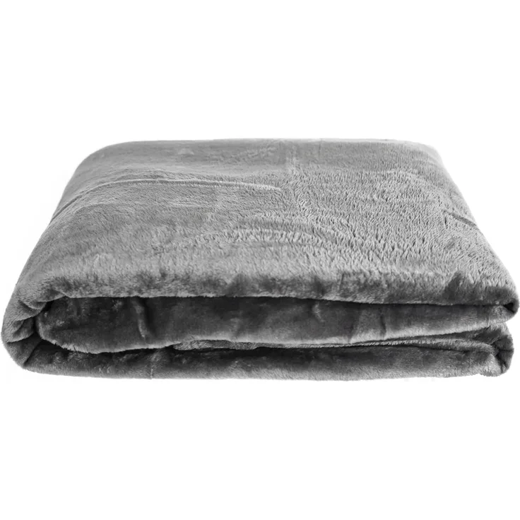 Kuschelige Decke 220x240 cm Fleecedecke Wohndecke aus Polyester Tagesdecke Anthrazit