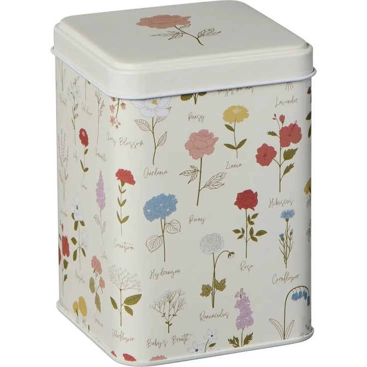 Ib Laursen - Vorratsdose Dose mit Deckel Blumenmuster H 12,5cm Metall 32990-00