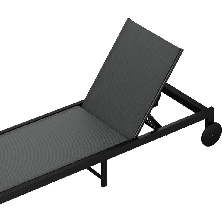 Blumfeldt Lucca Sonnenliege - Verstellbare Rückenlehne, Wetterfest & Leicht, Garten & Balkon Liegestuhl, 120kg Kapazität, Aluminiumrahmen, ComfortMesh, 5 Positionen, 8,1kg, Dunkelgrau – Bild 3