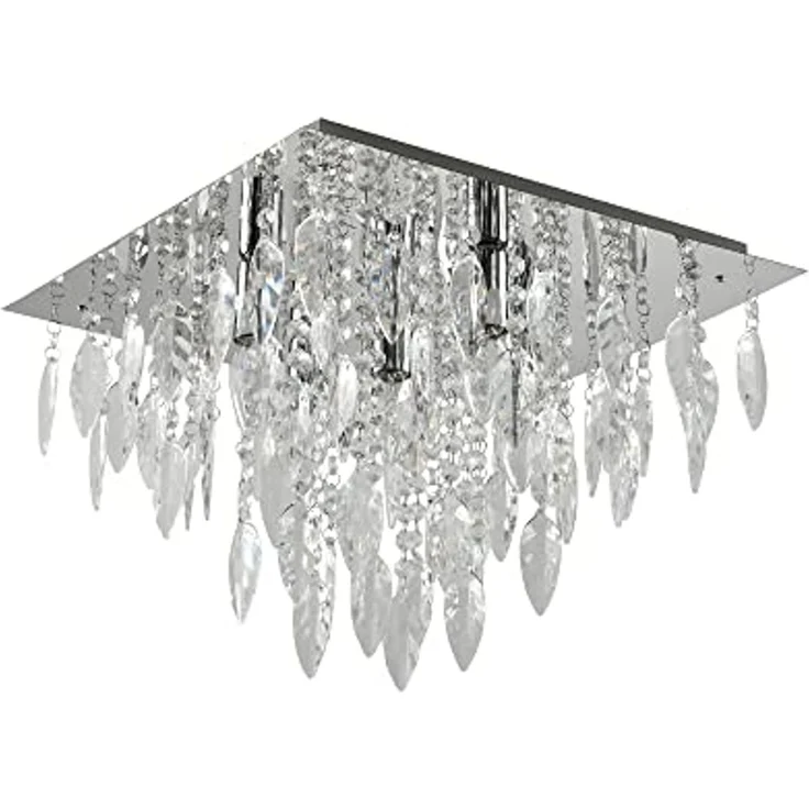 CRIS Kronleuchter Modern Ø42CM – Elegante 5-flammige Deckenleuchte E14 Chrom poliert mit funkelnden Besätzen – Bild 2