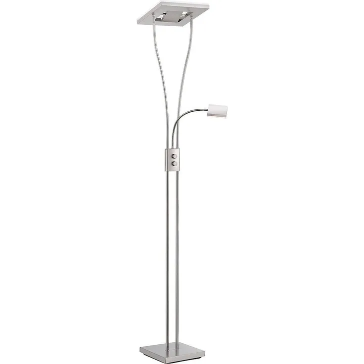 JUST LIGHT 11776-55 HELIA LED Stehleuchte eckig mit Lesearm 3000K dimmbar stahlarben
