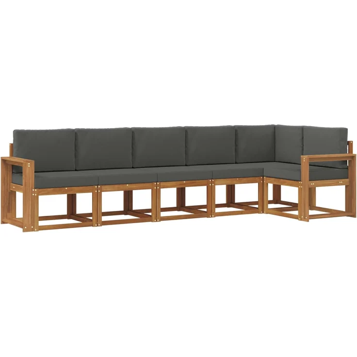 vidaXL Outdoor-Sofagarnitur mit Kissen 6 pcs Natur und Anthrazit 3366470 – Bild 2