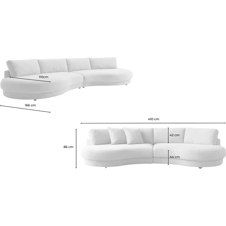 KAWOLA Big Sofa PADANA Stoff creme 86 x 166 x 410 cm – Bild 9