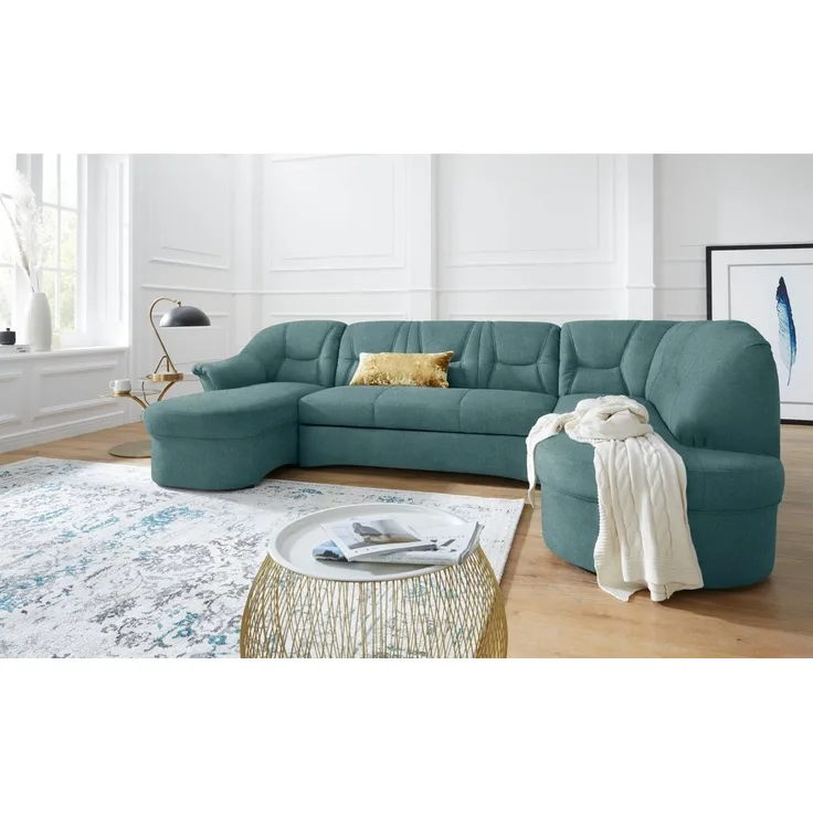DOMO collection Wohnlandschaft SARAFINA 295x83x180 cm, auch mit Federkern für mehr Sitzkomfort!, whlw. mit Bettfunktion, elegantes Design, U-Form