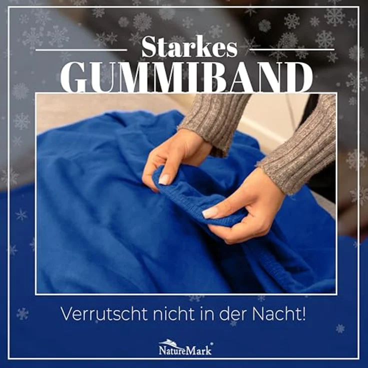 NatureMark Spannbettlaken Winter Thermo Fleece Spannbettlaken, 80% Baumwolle und 20% Polyester, Gummizug: rundum, (1 Stück), 140 x 200 cm bis 160 x 200 cm - Royal blau – Bild 6