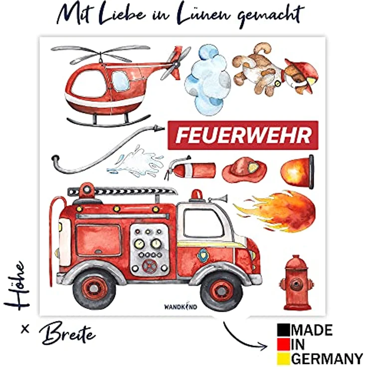 WANDKIND Wandtattoo Feuerwehr Set V246, selbstklebend – Bild 3