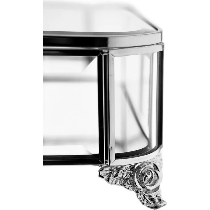 Schmuck- und Dekobox mit Deckel & Spiegelboden, 20 x 30 x 8 cm - Silber – Bild 6