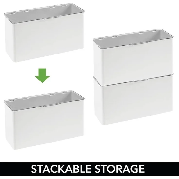 Ordnungsbox Plastikbox + Deckel Organizer mDesign stapelbar weiß/transparent – Bild 2