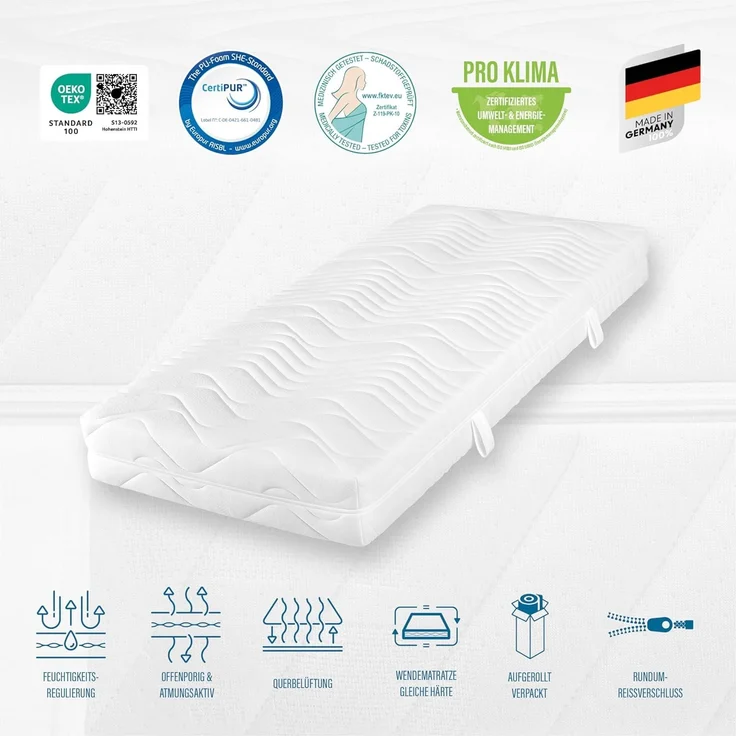 Beco 'Maxima Plus' Taschenfederkernmatratze mit waschbarem Bezug, H2, 22 x 140 x 200 cm – Bild 6