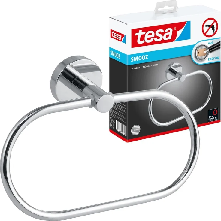 tesa Handtuchring Smooz oval, hochglanz-verchromt – Bild 1