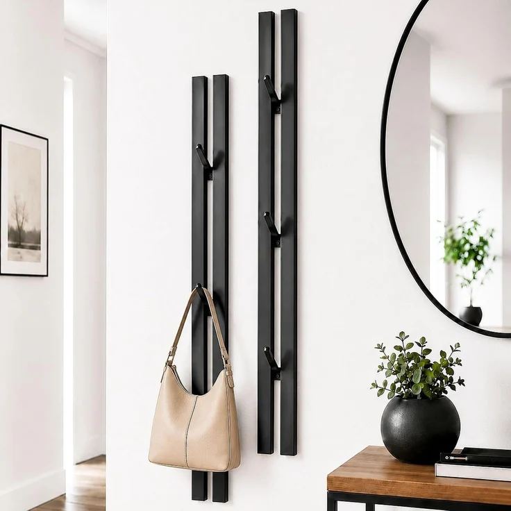 DanDiBo Wandgarderobe Schwarz Metall 2er Set Modern 96779 Garderobe Wand mit Haken Garderobenleiste Hakenleiste Garderobenhaken – Bild 9