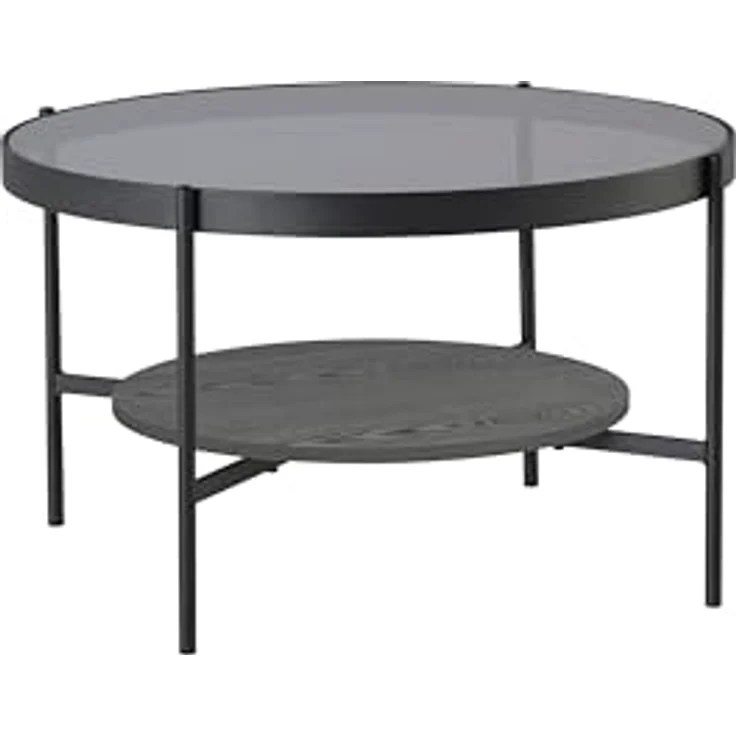 MID.YOU Couchtisch, rund, Schwarz, Metall und Glas, 73.5x42.5x73.5 cm, einfacher Aufbau – Bild 8