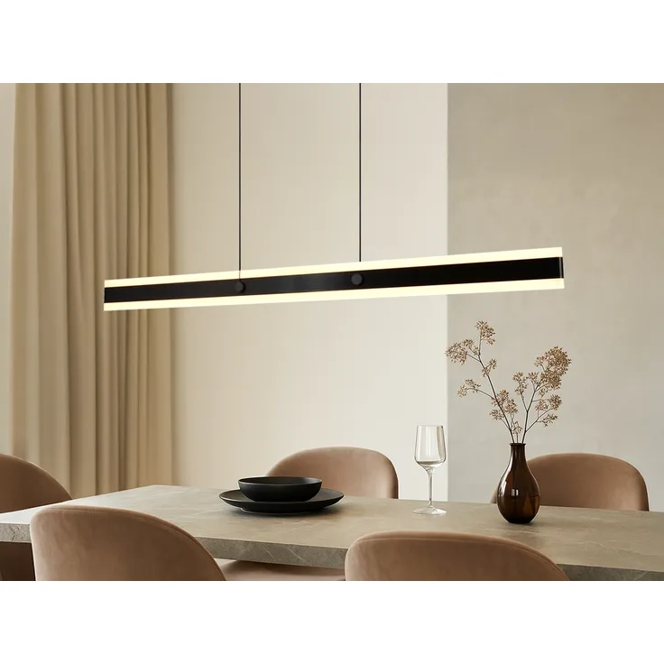 LED Pendelleuchte ARCOLA stufenlos höhenverstellbar Schwarz, Breite 115cm