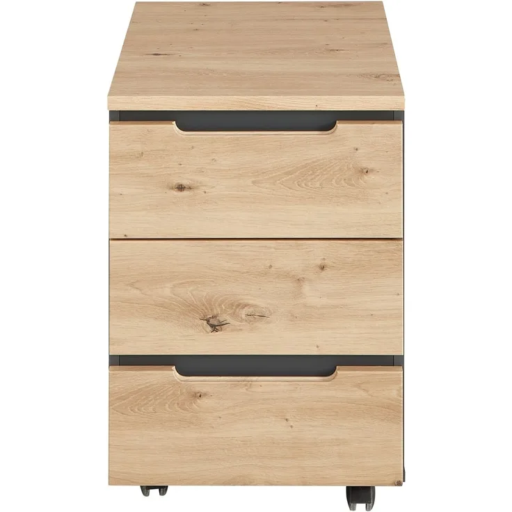 Rollcontainer >Memphis< in Artisan Eiche Dekor / Graphit - 45x66x55 (BxHxT)