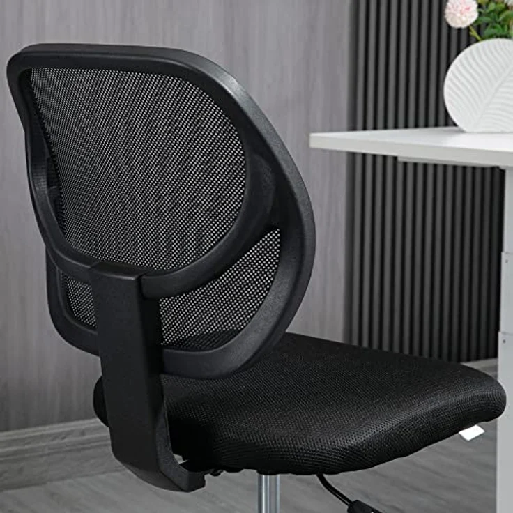 Vinsetto Bürostuhl, ergonomischer Drehstuhl aus schwarzem Textil, höhenverstellbar, mit atmungsaktivem Netzgewebe, 61x113x59 cm – Bild 9