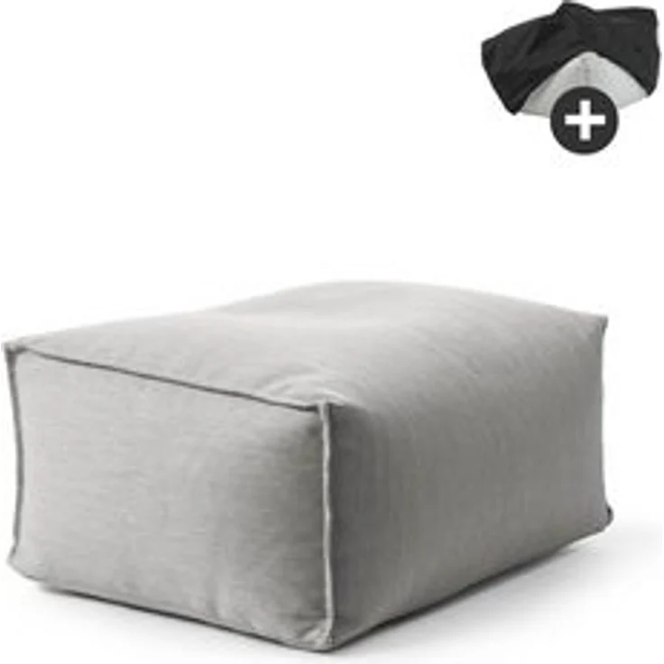 mokebo Pouf Der Ruhepouf (mit Schutzhülle), Sitzhocker Outdoor, Fußhocker, Hocker & Sitzkissen eckig Lichtgrau – Bild 6